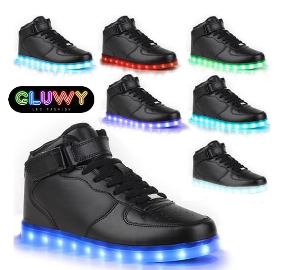 ساطع LED أحذية رياضية سوداء
