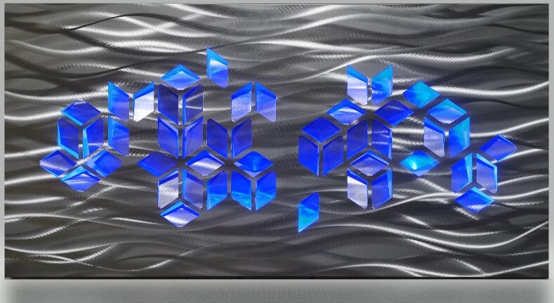 ميتال لوحات جدارية مجردة شكل ثلاثي الأبعاد - إضاءة ليد