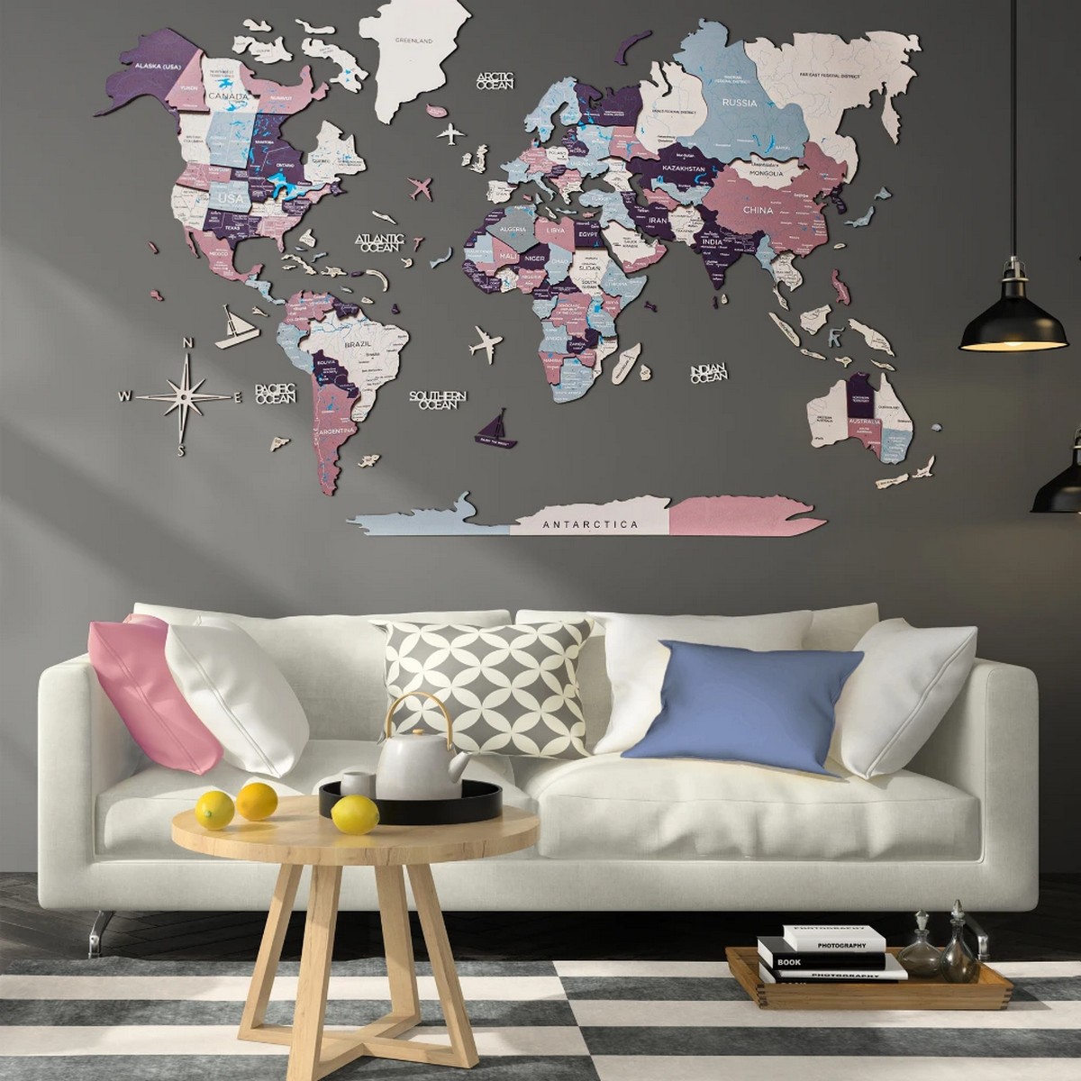 زخرفة الجدار خريطة العالم