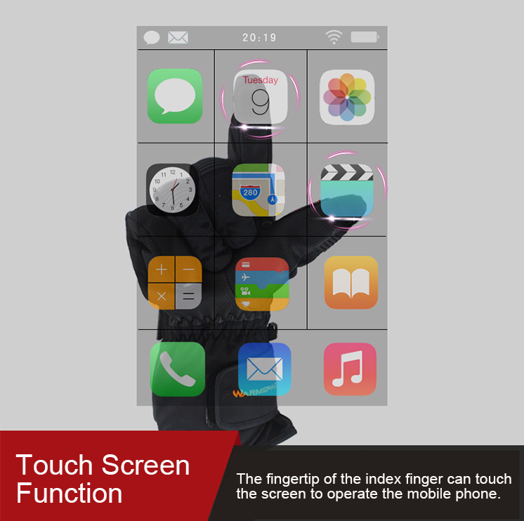 قفازات شتوية مع سطح إصبع بشاشة تعمل باللمس للهواتف الذكية