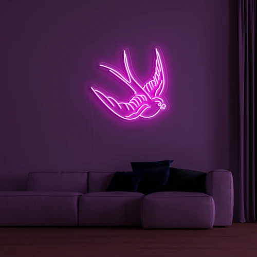 شعار نيون LED ثلاثي الأبعاد على الحائط - حمامة