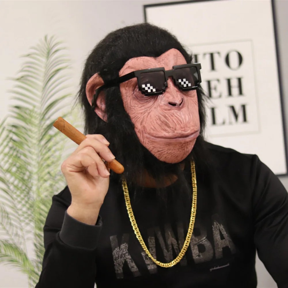 قناع الشمبانزي وجه القرد قناع من اللاتكس من السيليكون للرأس