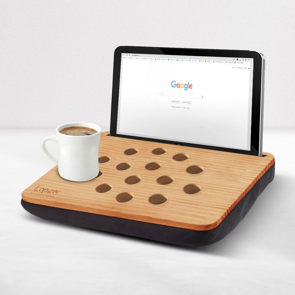 حصيرة لجهاز iPad اللوحي - مصنوعة من الخشب + وسادة