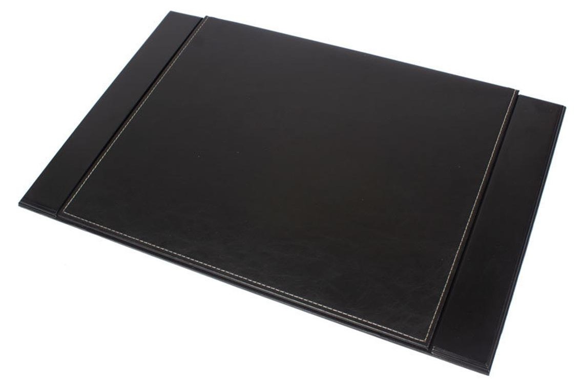 سجادة طاولة خشبية من الجلد الأسود