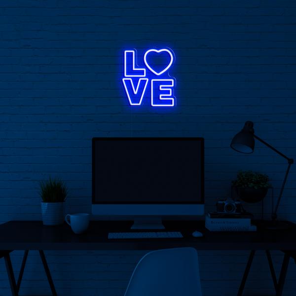 لافتة نيون LED على الحائط - شعار 3D LOVE - بأبعاد 50 سم