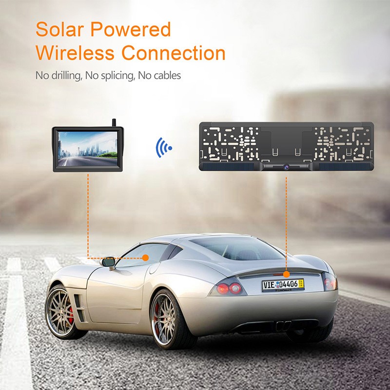 كاميرا سيارة تعمل بالطاقة الشمسية وشاشة عالية الدقة في لوحة الترخيص