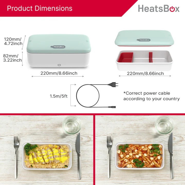 صندوق الحياة HeatsBox Life Box للطعام الحراري والتدفئة الكهربائية المحمولة