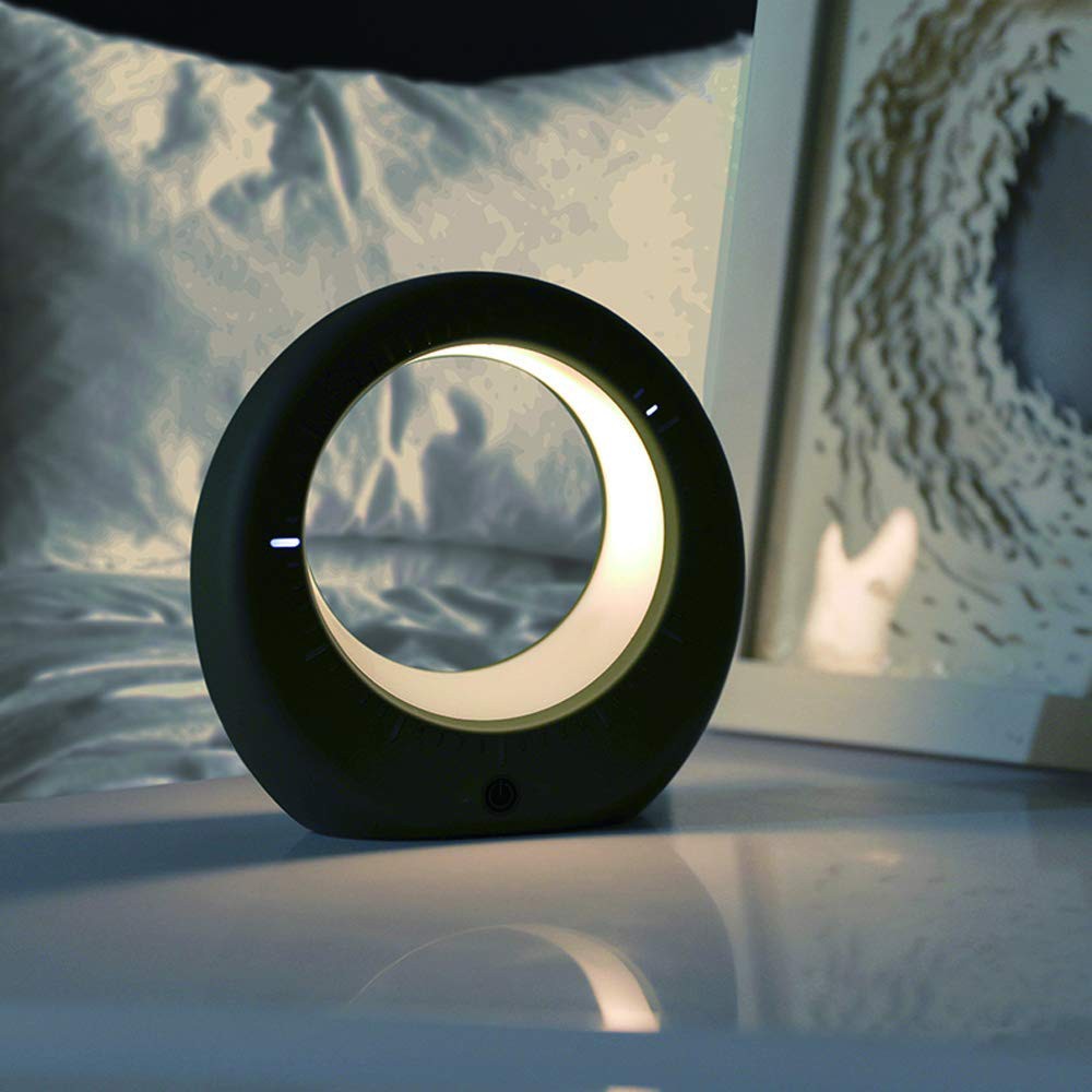 مصباح ليلي LED على شكل قمر مع منبه وساعة رقمية