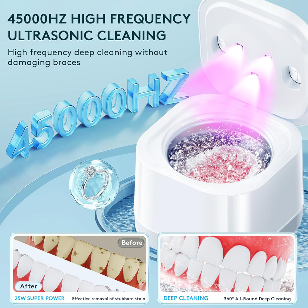 منظف أطقم الأسنان - تنظيف الفرشاة، منظف التجنيب الصوتي للأجهزة