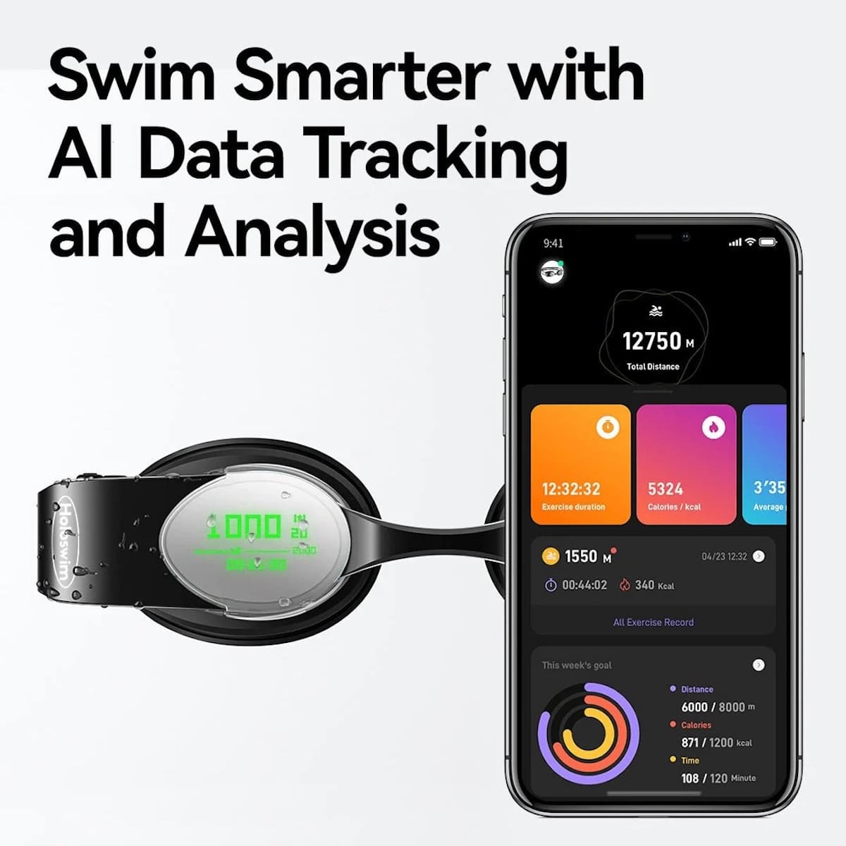 نظارات السباحة الذكية هولو للسباحة مع تطبيق الهاتف الذكي