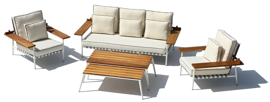 جلسات خارجية للحديقة بتصميم حصري من خشب الالمنيوم مع طاولة كبيرة