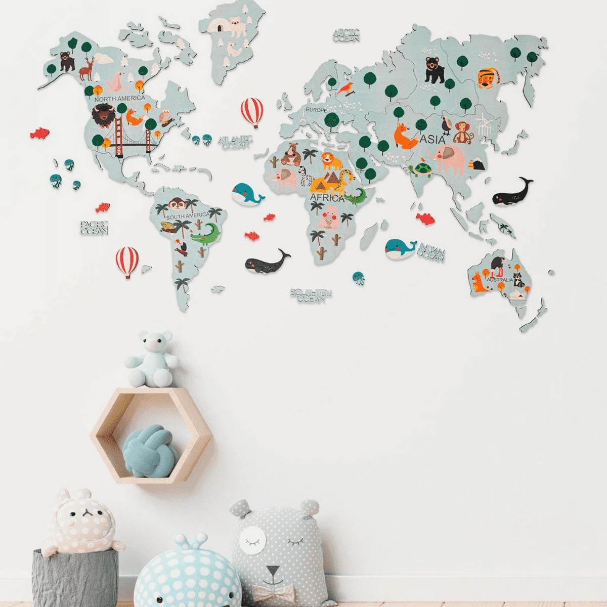 خريطة العالم الخشبية للاولاد