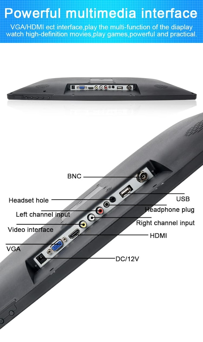شاشة TFT LCD عالية الدقة بالكامل LED مع BNC للكاميرات