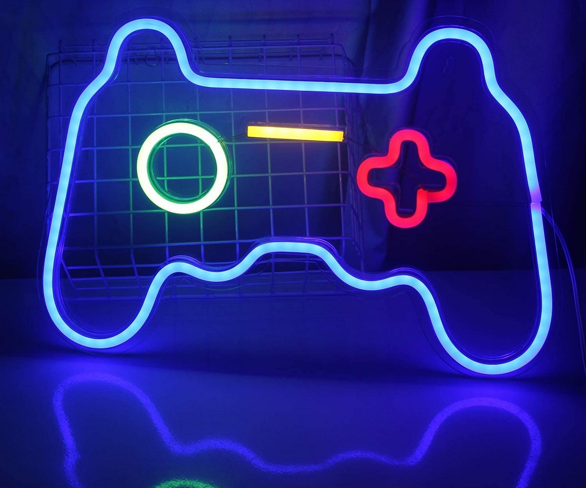 شعار LED نيون على إضاءة الحائط - gamepad