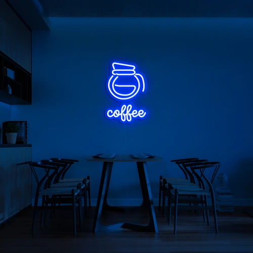 شعار النيون LED ثلاثي الأبعاد على الحائط COFFEE