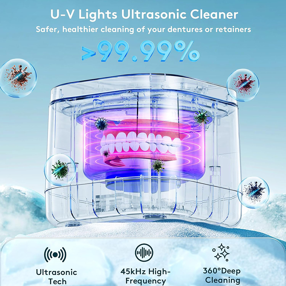 منظف التجنيب بالموجات فوق الصوتية منظف أسنان U-V 99.99% تنظيف خفيف