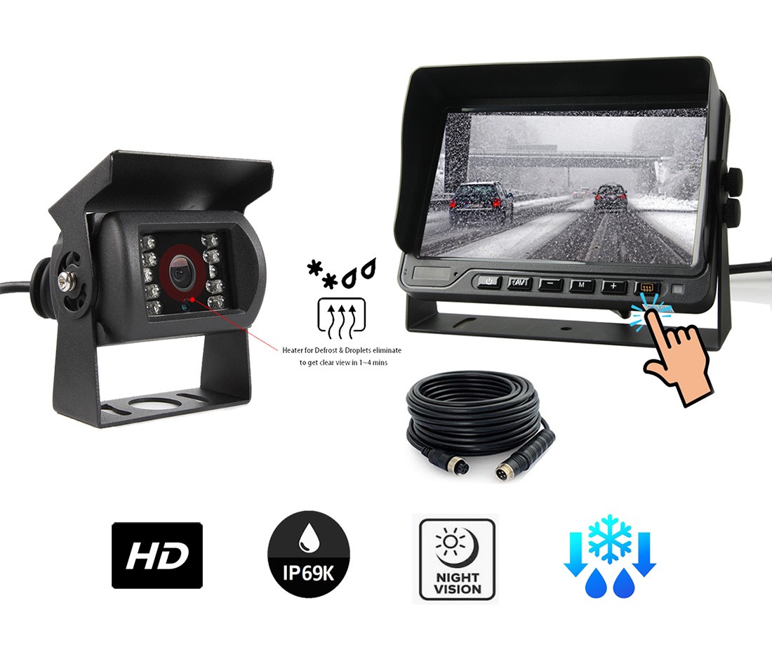 مجموعة الكاميرا - كاميرا DEFROST خلفية عالية الدقة للسيارة + شاشة مقاومة للماء 7 بوصة