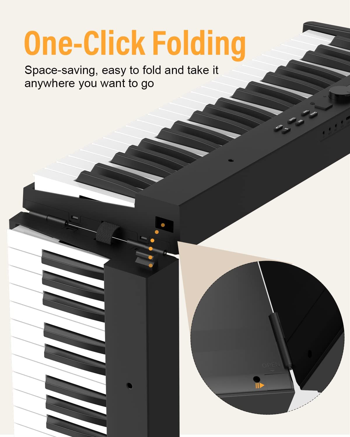 بيانو MIDI محمول قابل للطي