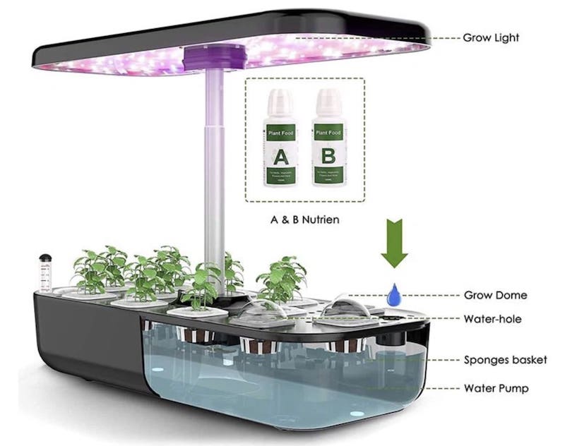 مصباح LED GROW (الزراعة المائية) لزراعة النباتات - طقم يحتوي على 12 كبسولة