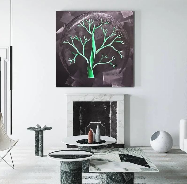 شجرة الحياة اللوحات المعدنية الفضة الألومنيوم للجدار