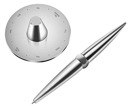 قلم من الستانلس ستيل الفضي مع قاعدة مغناطيسية