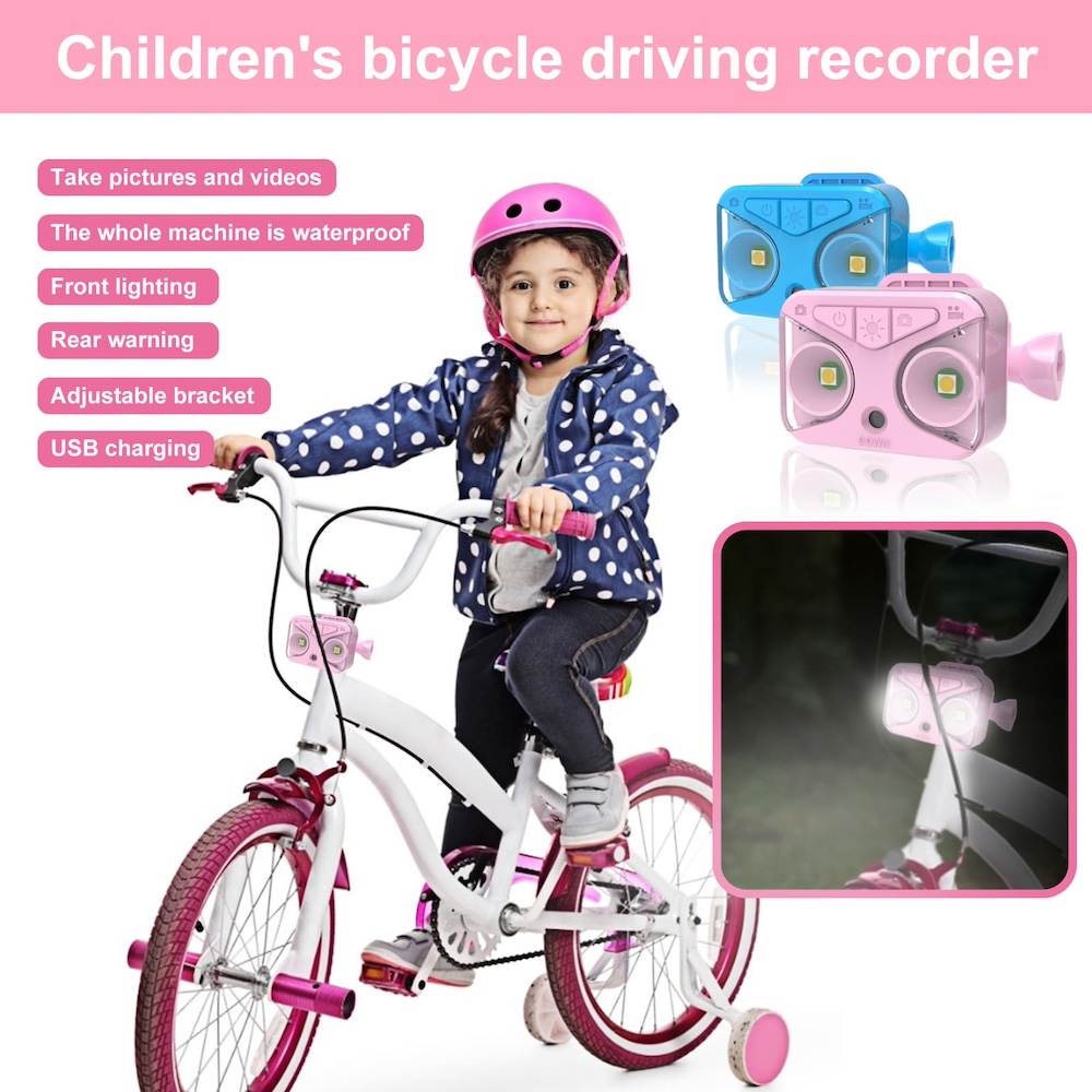 كاميرا دراجة للأطفال مع ضوء الدراجة