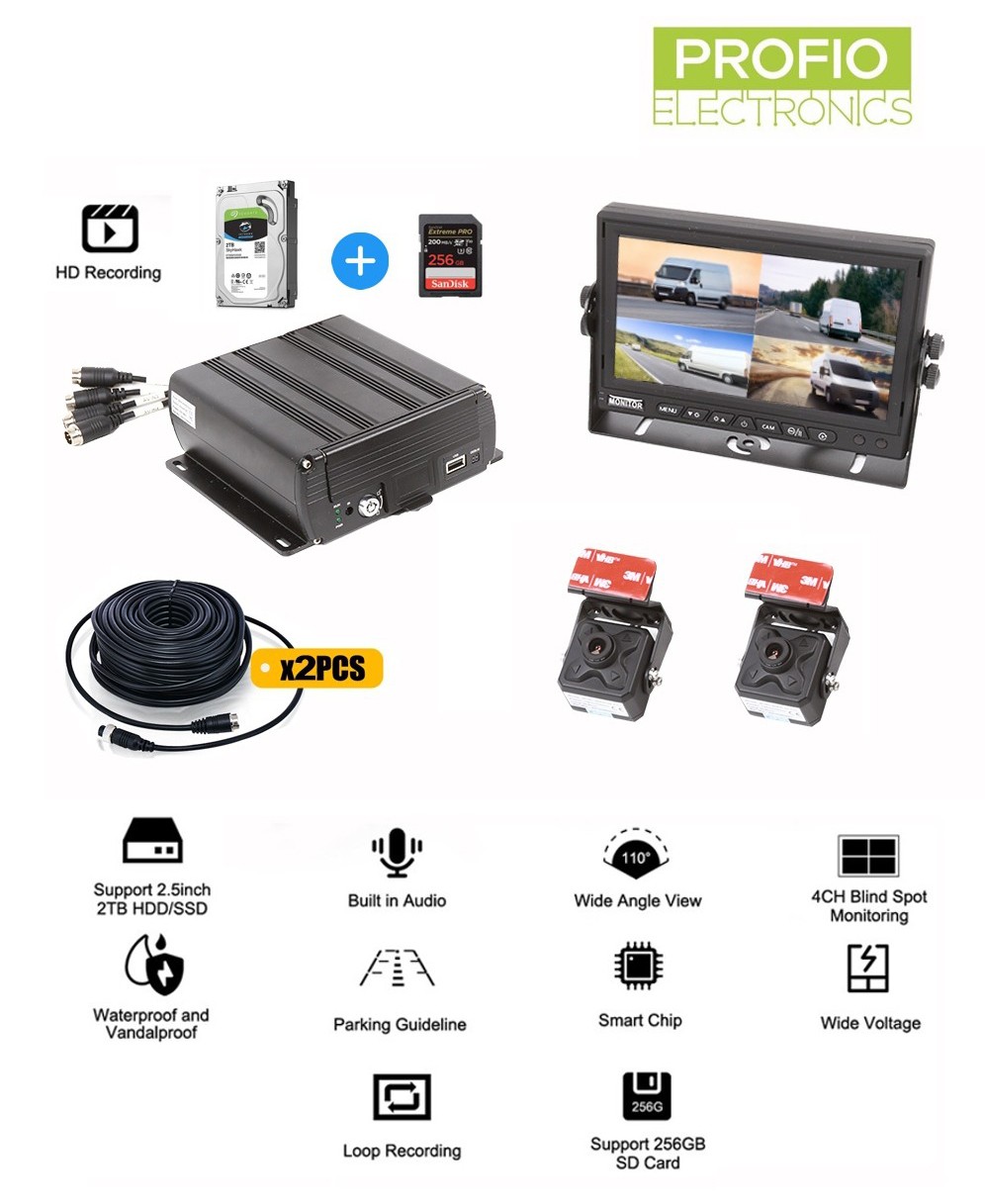 نظام كاميرا سيارة DVR 4 قنوات مع التسجيل على القرص الصلب HDD