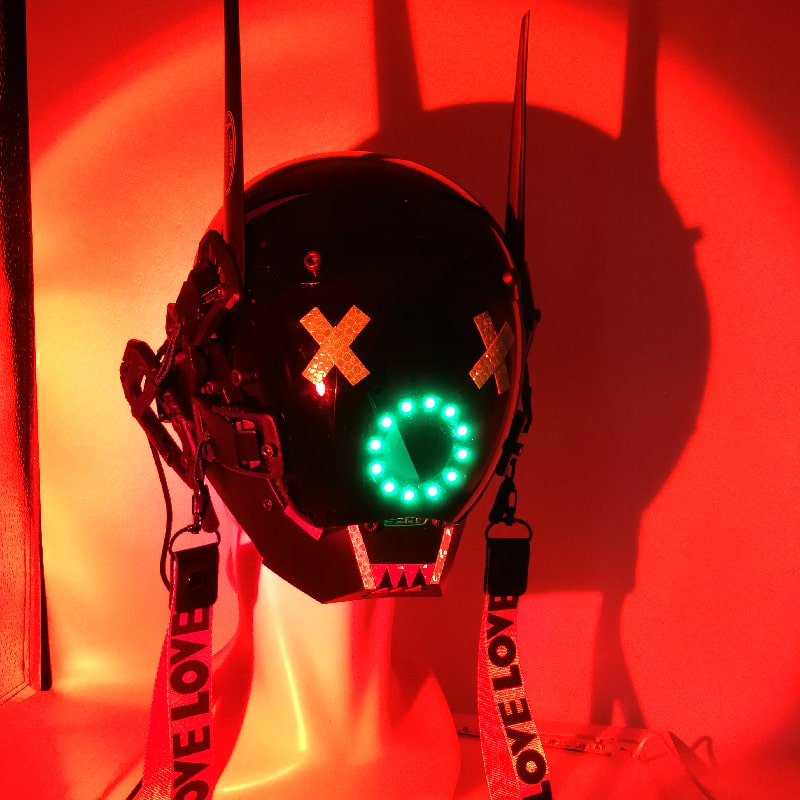 خوذة قناع LED Cyberpunk مضيئة