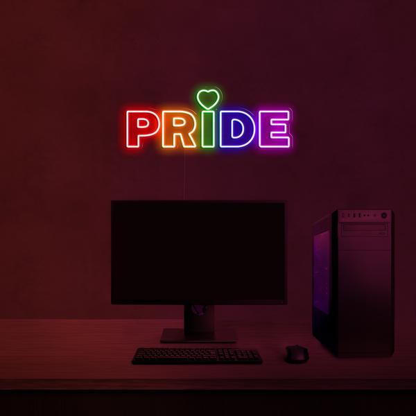 علامة LED نيون ثلاثية الأبعاد على جدار متعدد الألوان - PRIDE